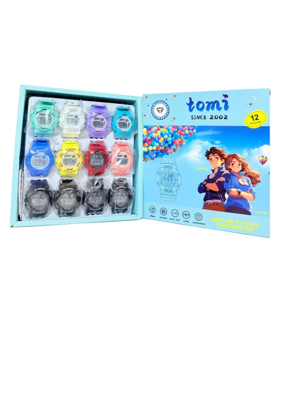 1 BOX TOMI WATCHES KIDS (12PCS) ASSORTED COLOR