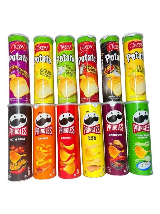 12 X PRINGLES & CLASSY POTATO CHIPS (ASSORTED FLAVOR)