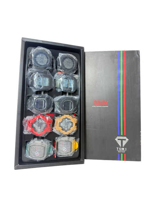 1 BOX TOMI WATCHES ADULT (10PCS) ASSORTED COLOR